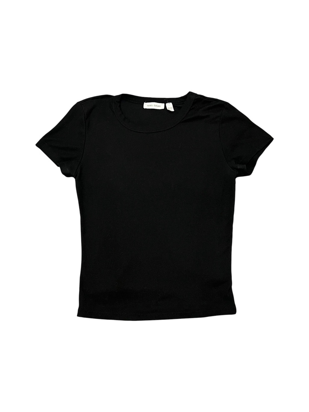 Rebel Sugar Black Ribbed T-shirt Women’s Size Small Tee Shirt Stretchy Essential